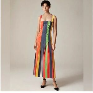 Christopher John Rogers X J.Crew pleated dress in striped stretch taffeta
